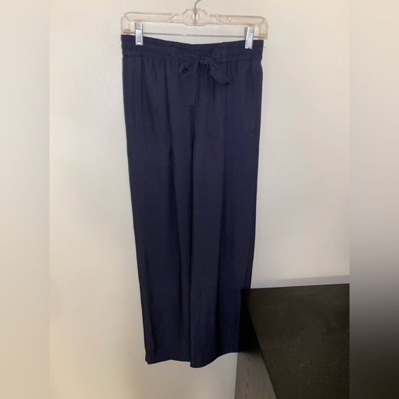 Vince Women's Front Tie Pull On Trouser Pants Wide Leg Navy Size XS Workwear - Picture 2 of 5